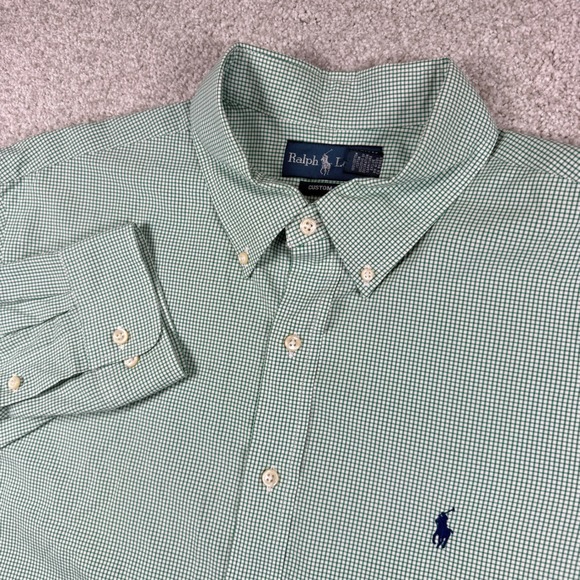 Ralph Lauren Other - Ralph Lauren Button‎ Down Shirt Mens 17.5 36/37 Green Gingham Custom Fit